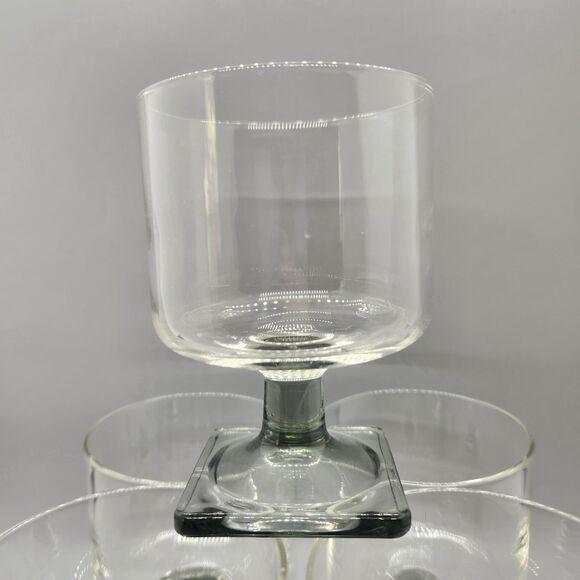 Nordic Wine Cocktail Glasses Gray Smoke Midnight Federal Square Foot MCM Set 4 - Picture 5 of 7